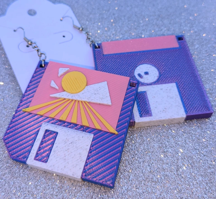 Vaporwave Retro Floppy earrings thumbnail